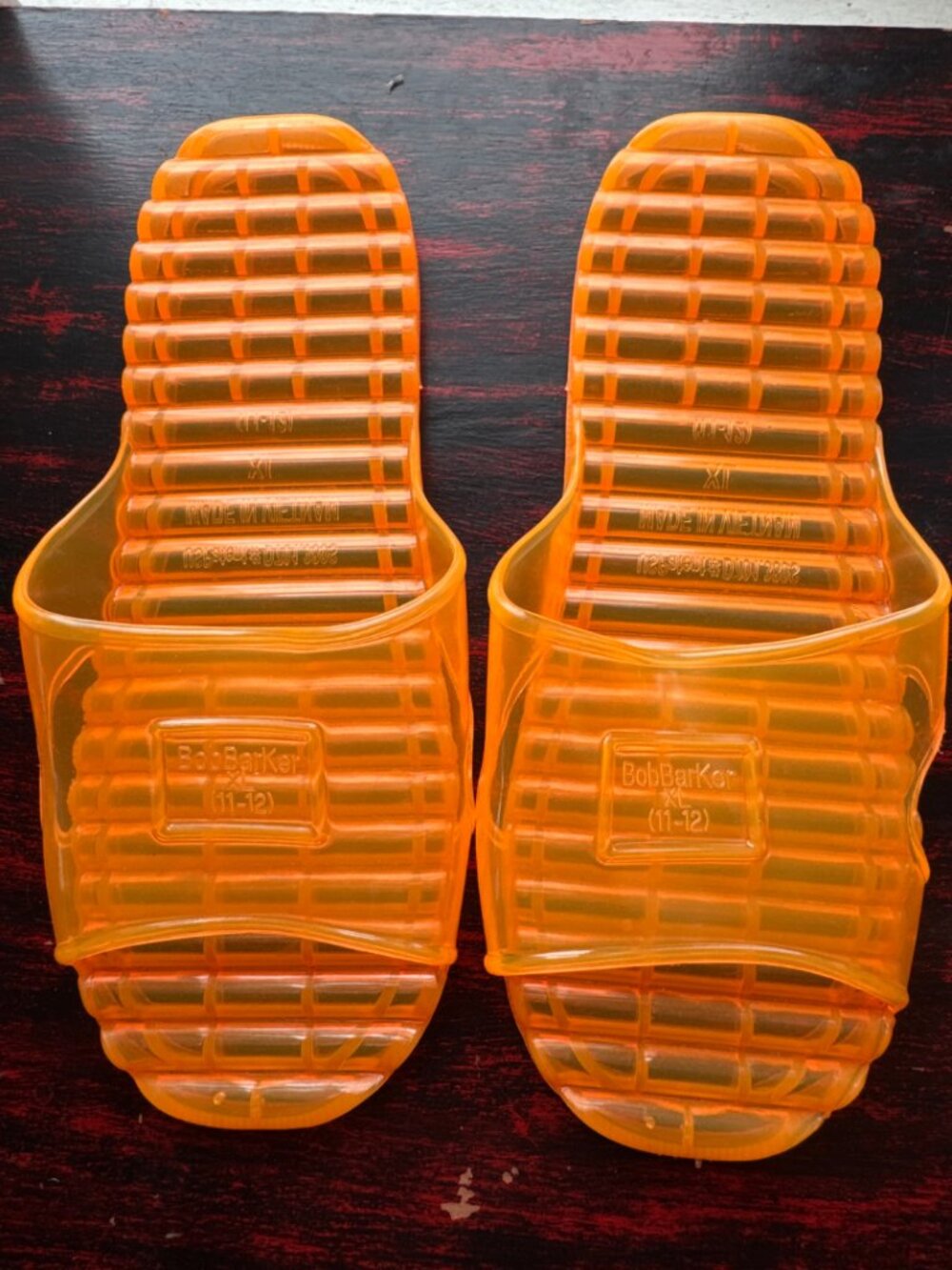 Real Bob Barker Prison Sandal Slides Size‎ 11 Men's Orange Clear PVC Shower Rare